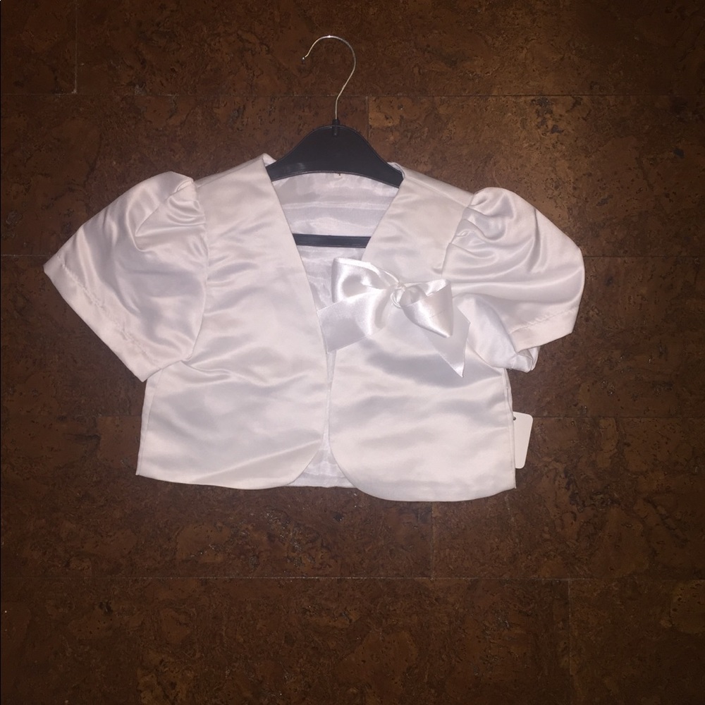 Size 4 girls white satin bolero jacket